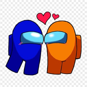 HD Among Us Blue Love Orange Characters Valentines Day PNG