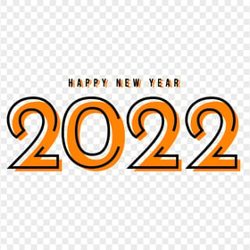 Creative Orange & Black Happy New Year 2022 PNG