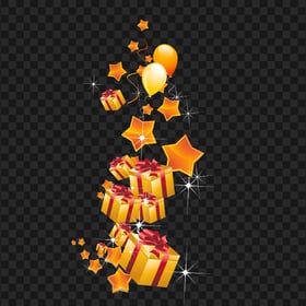 Birthday Greeting Illustration Gold Balloons With Stars