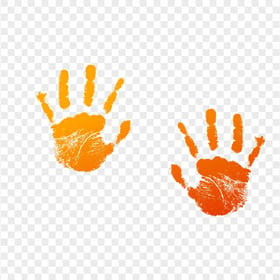 HD Gradient Orange Two Realistic Hand Print PNG