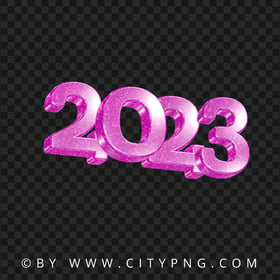 2023 Pink Glitter 3D New Year Text Logo PNG Image