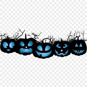 HD Halloween Blue Pumpkins Jack O Lantern PNG