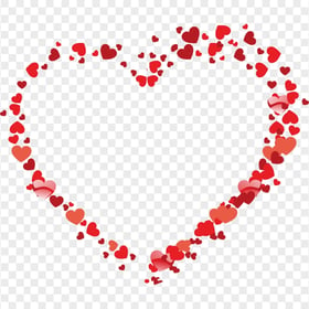 HD Valentine Day Red Outline Heart Shape Flowers PNG