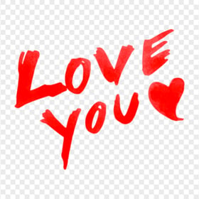 HD Red Love You Word Watercolor PNG