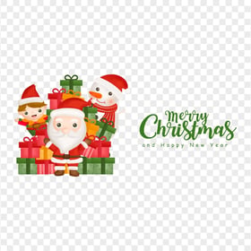 HD Merry Christmas Cartoon Characters With Gifts PNG