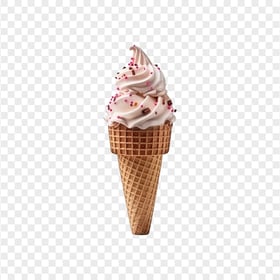 Transparent HD Pink Ice Cream Cone with Sprinkles