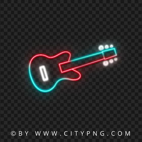 HD Red & Blue Luminous Neon Light Guitar PNG