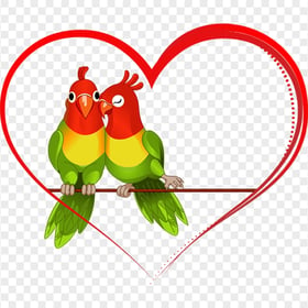 Wedding Red Outline Heart Budgie Love