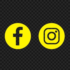 HD Facebook Instagram Yellow Outline Round Logos Icons PNG
