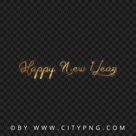 HD Happy New Year Text Lettering Golden Design PNG