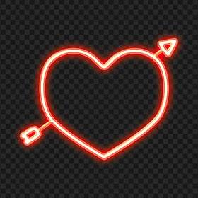 Red Neon Heart With Cupid Arrow FREE PNG