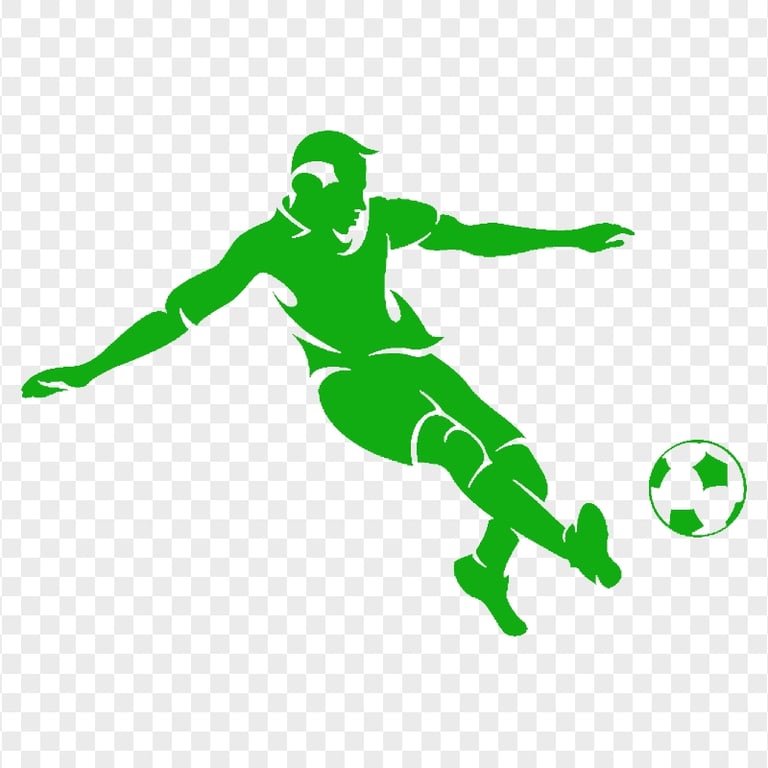 HD Football Player With Ball Green Silhouette Transparent Background