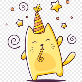Funny Ginger Cat Celebrating Birthday Transparent Background