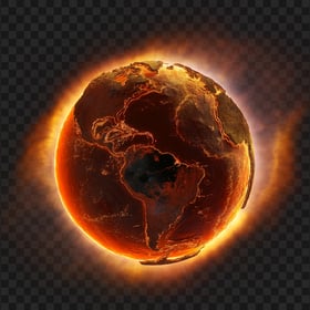HD Earth Burning On Fire PNG