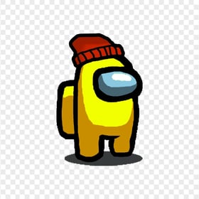HD Yellow Among Us Character With Beanie Hat PNG