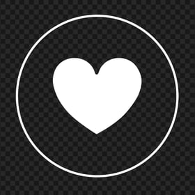 HD White Heart Icon Inside White Round Circle Line PNG
