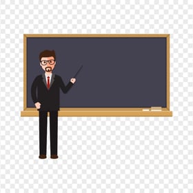 Cartoon Teacher Pointing Blackboard HD PNG