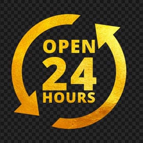 Open 24 Hours Gold Logo Icon Sign HD PNG