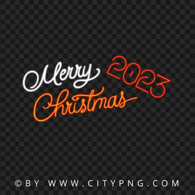 HD Neon Light Merry Christmas 2023 Sign PNG