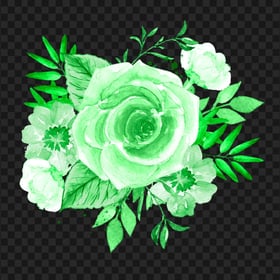Watercolor Green Painting Flower Rose Image PNG