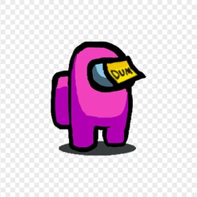 HD Among Us Pink Crewmate Character With Dum Sticky Note Hat PNG