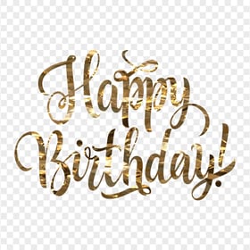 HD Happy Birthday Text Words Gold PNG