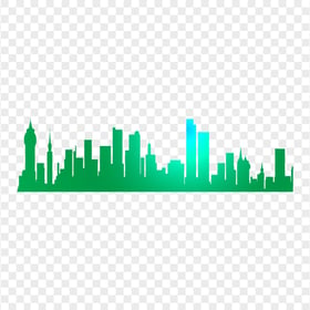 Skyscraper Skyline Blue Green City Silhouette