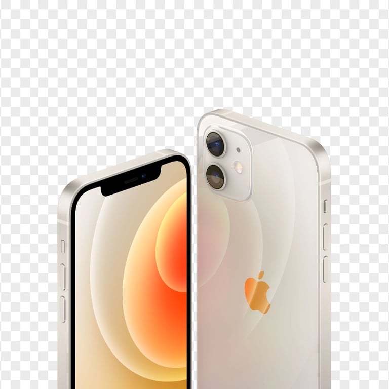 HD Apple White iPhone 12 Front & Back Views PNG