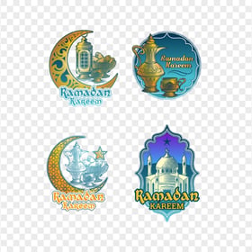 Set Of English Ramadan Kareem Logos Icons