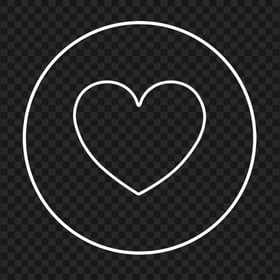 HD White Outline Heart Round Circular Icon PNG