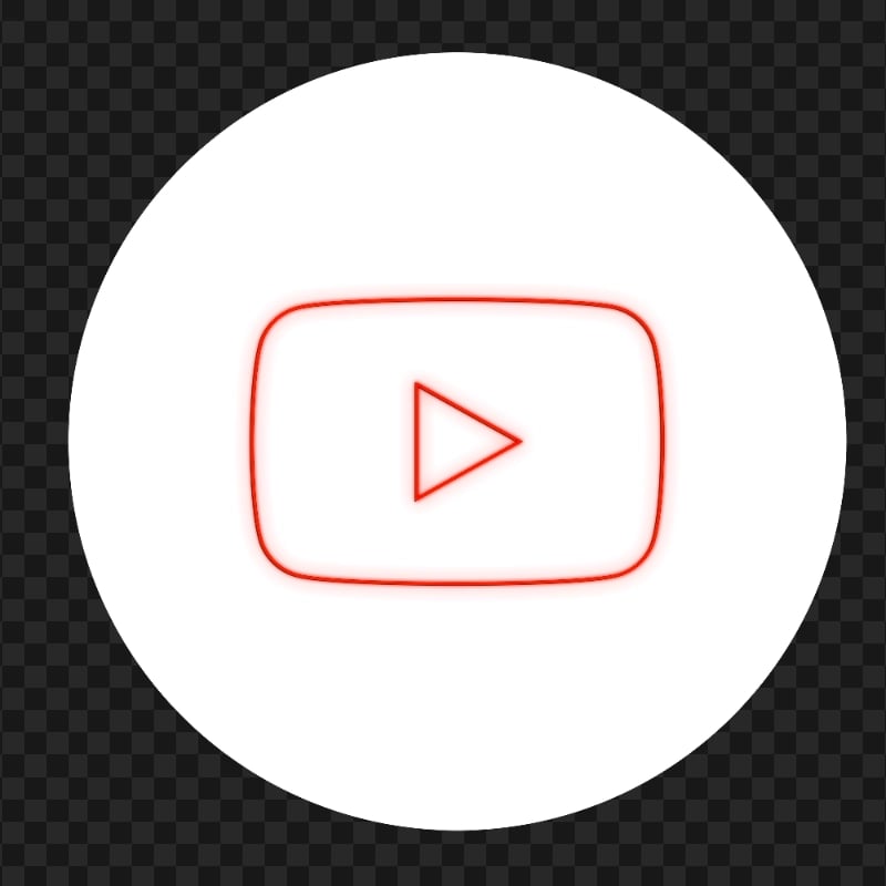 HD White & Red Neon Round Youtube YT Sign Symbol PNG | Citypng