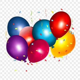 HD Red Blue And Yellow Birthday Balloons PNG