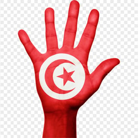 Tunisian Flag Painted On Open Hand Image PNG