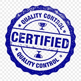 Certified Quality Control Blue Stamp Logo Sign PNG