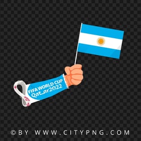 World Cup 2022 Hand Holding Argentina Flag Pole PNG