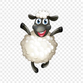 Happy Jumping Cartoon Sheep Illustration