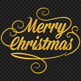 HD Beautiful Yellow Gold Merry Christmas Text Logo PNG