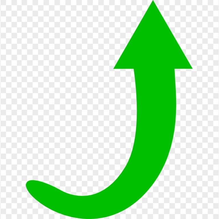 Curved Clear Green Arrow To Top
