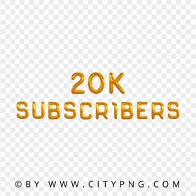 HD 20K Subscribers Gold Balloons Effect PNG