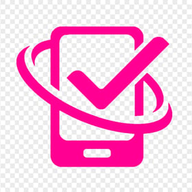 HD Pink Phone With Check Mark Logo Icon PNG