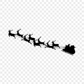 Santa Claus Sleigh And Reindeer Black Silhouette