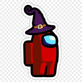 HD Red Among Us Character Witch Hat Stickers PNG