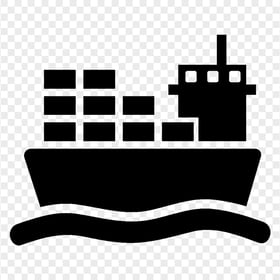 Cargo Ship International Shipping Black Icon PNG Image