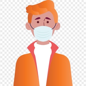 Cartoon Man Wear Surgical Mask Coronavirus Vector