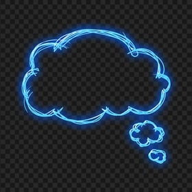 HD Blue Glowing Neon Cloud Sketch PNG