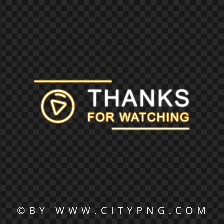 Thanks For Watching With Play Icon Neon Sign HD PNG