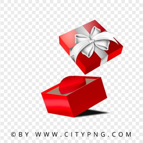 Valentines Gift Box Contains A Big Red Heart PNG