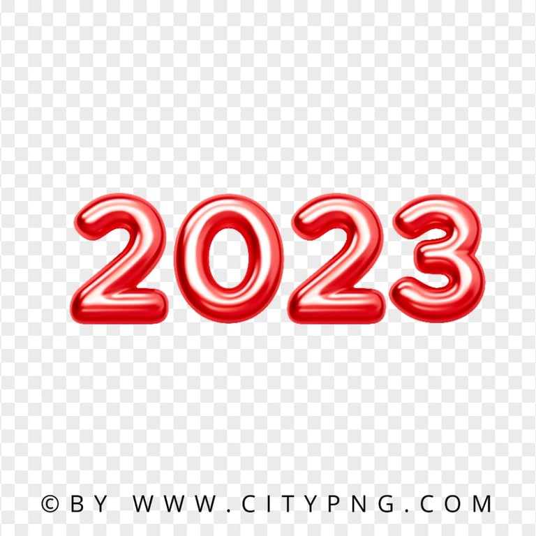 Red 2023 Text Numbers Download PNG