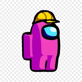 HD Pink Among Us Character With Hard Hat PNG