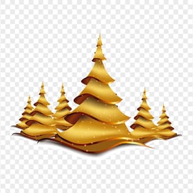 HD Gold Christmas Trees Illustration PNG